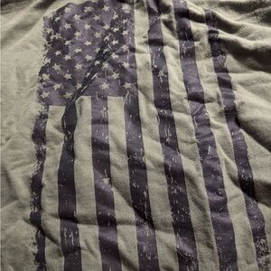 Gildan Olive Green American Flag Sweatshirt